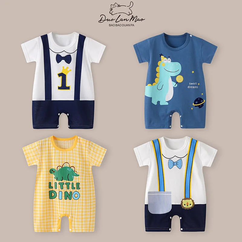 Baby Boys Summer Cartoon Rompers